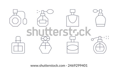Perfume icons. Editable stroke. Containing fragance, fragrance, parfume, perfume.