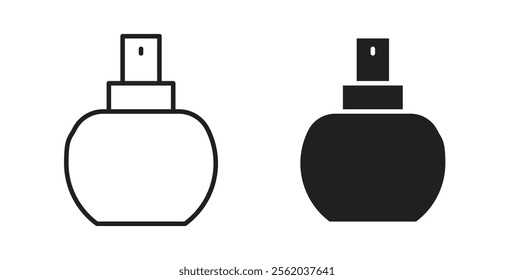 Perfume icons in flat and line style set.
