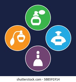 perfume icons set. Set of 4 perfume filled icons such as perfume