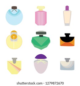 Perfume Icons Set Isolated On White Stock Vector (Royalty Free ...