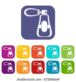 Perfume icons set vector illustration in flat style In colors red, blue, green and other