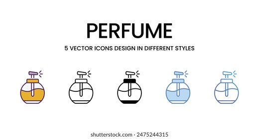 Perfume icons vector set stock illustration.