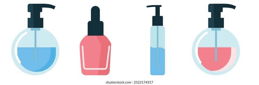 
Perfume illustration flat vector icon set
