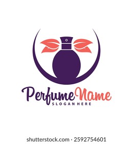Perfume with Leaf logo design vector illustration. Perfume logo concept template