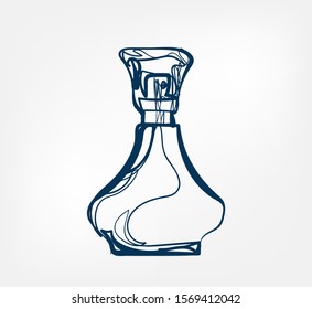 perfume line art sketch outline isolated design element cosmetics vector