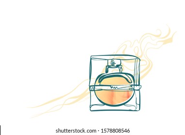 perfume line art sketch outline isolated design element cosmetics vector