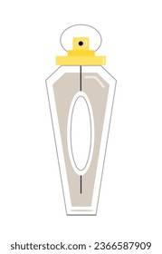 Perfume line concept. Beige bottle of cologne. Aroma and fragnance. Aesthetics and elegance. Sticker for social networks. Linear flat vector illustration isolated on white background