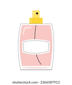 Concepto de línea perfumada. Frasco rosa de colonia. Aroma y fragancia. Estética y elegancia. Plantilla, disposición y burla. Ilustración lineal vectorial aislada en fondo blanco