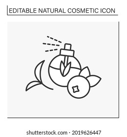 Perfume line icon. Fruit-flavored perfume. Organic ingredients for beauty procedures. Cosmetology. Natural cosmetic concept. Isolated vector illustration. Editable stroke