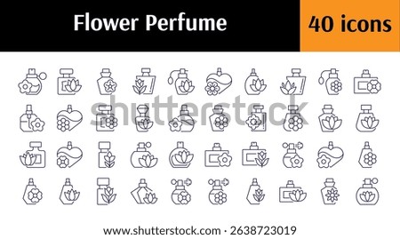 Perfume Line Icon Set. Minimalistic Linear Pictogram for Web and Graphic Design, Apps, Banners, Social Network and Cards