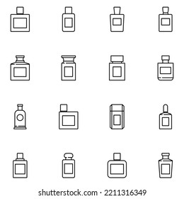 Perfume Line Icon Set Vector