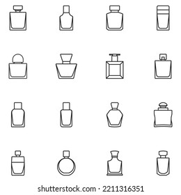 Perfume Line Icon Set Vector