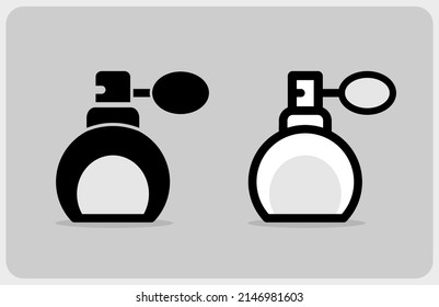 Perfume line and silhouette icon. Vector pressure spray bottle perfume in vector illustration.