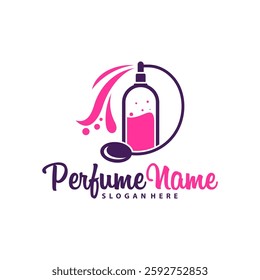 Perfume logo design vector illustration. Perfume logo concept template