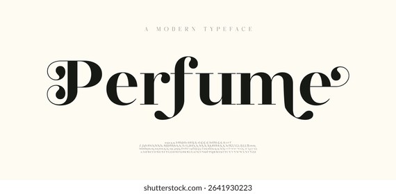 Perfume logo elegant alphabet letters font . Classic Copper Lettering Minimal Fashion Designs. Typography fonts regular uppercase and lowercase. vector illustration
