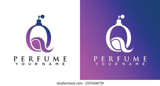 Perfume logo with letter Q concept premium vector