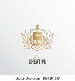 un logotipo de perfume, premium y exclusivo, con una mezcla de naturaleza y lujo