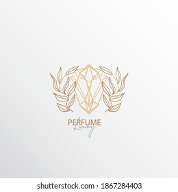 un logotipo de perfume, premium y exclusivo, con una mezcla de naturaleza y lujo