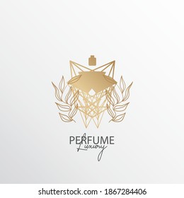 a perfume logo, premium and exclusive, with a blend of nature and luxury