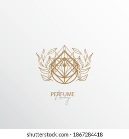 a perfume logo, premium and exclusive, with a blend of nature and luxury