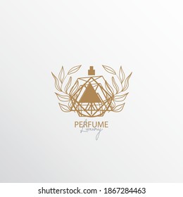 a perfume logo, premium and exclusive, with a blend of nature and luxury