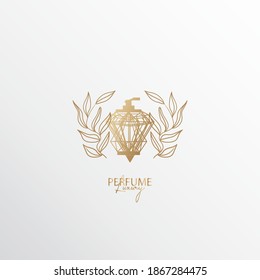 a perfume logo, premium and exclusive, with a blend of nature and luxury