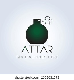 logotipo de perfume, loja de perfume, perfume de luxo, garrafa, cor verde, perfume elegante, logotipo de attar, spray, logotipo criativo, spray, fundo de prata