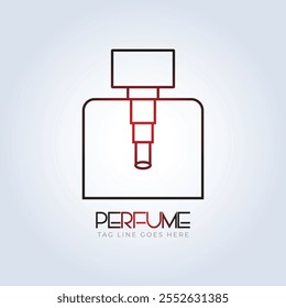 logotipo de perfume, tienda de perfumes, perfume de lujo, logotipo de la línea, botella, perfume elegante, logotipo del attar, color rojo, logotipo creativo, aerosol, fondo de plata