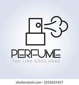 logotipo de perfume, tienda de perfumes, perfume de lujo, logotipo de la línea, tapa de la botella, perfume elegante, logotipo del attar, logotipo creativo, aerosol, fondo de plata