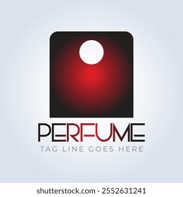 logotipo de perfume, tienda de perfumes, perfume de lujo, color rojizo, botella, perfume elegante, logotipo de attar, logotipo creativo, fondo de plata