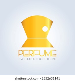 logo de perfume, tienda de perfumes, perfume de lujo, color amarillo, botella, perfume elegante, logo de attar, logotipo creativo, fondo de plata