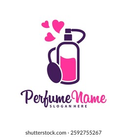 Perfume with Love logo design vector illustration. Perfume logo concept template