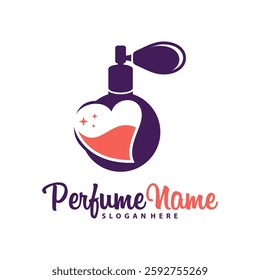 Perfume with Love logo design vector illustration. Perfume logo concept template