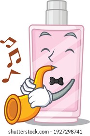 Perfume musician of cartoon picture playing a trumpet on stage. Vector illustration