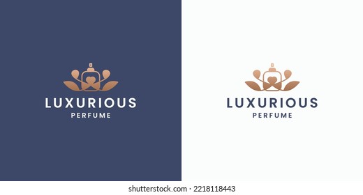 perfume with nature concept combination logo design inspiration
