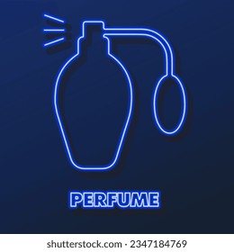 perfume neon sign, modern glowing banner design, colorful modern design trends on black background. Vector illustration.