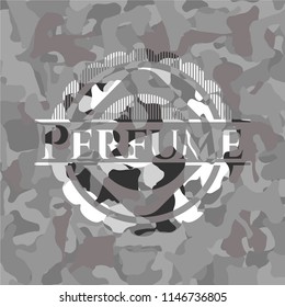 Perfume on grey camo pattern