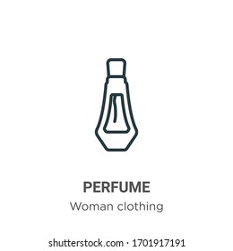 Perfume outline vector icon. Thin line black perfume icon, flat vector simple element illustration from editable woman clothing concept isolated stroke on white background