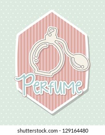 perfume over cute background, label. vector illustration