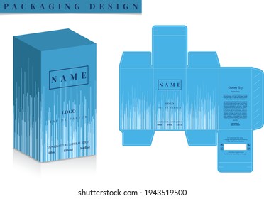 Perfume Packaging Box Design, Box die line, labels, icon, frames, 3d Box Mockup and Design elements, 3d Illustration, Vector design Template.