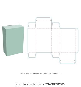perfume packaging box die cut template - preview mockup - editable blueprint layout with cutting and creasing lines - vector eps file