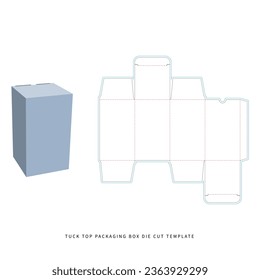 perfume packaging box die cut template - preview mockup - editable blueprint layout with cutting and creasing lines - vector eps file