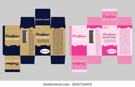 Perfume packaging box die cut template design 