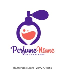 Perfume with Point logo design vector illustration. Perfume logo concept template