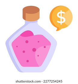 Perfume price icon in flat design 
