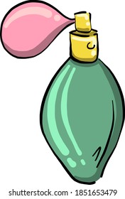 Perfume with a pump, illustration, vector on white background