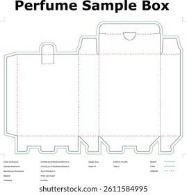 Perfume Sample Box Die Cut Template Blueprint For Production Packaging Design With Bleed Trim And Crease Lines