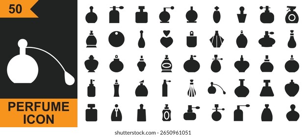 Perfume and scent icon . Symbols beauty, fume, edit, , fresh and more. Scent icon set. Isolated on white  background. EPS 10
