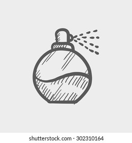 Icono de esbozo de Perfume para web y móvil. Icono de gris oscuro vector dibujado a mano sobre fondo gris claro.