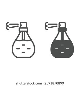 Perfume spray bottle line and solid icon, mother day concept. Vector graphics. Sprayer, cosmetics sign on white background, outline style icon for mobile or web design